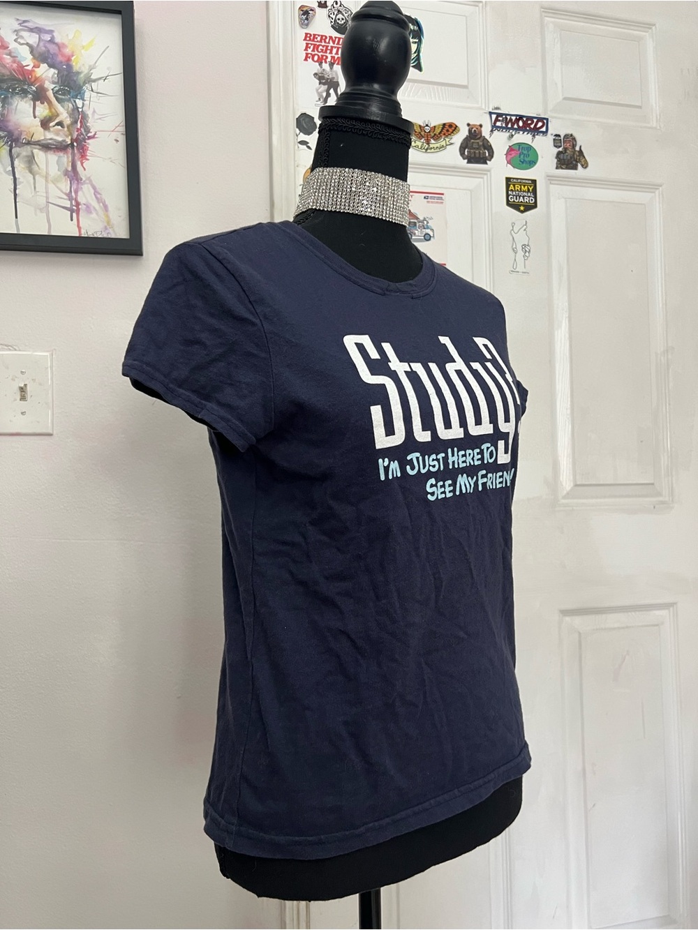 Limited Too Navy Tee with Pink Flower Logo (read description) - Picture 3 of 9